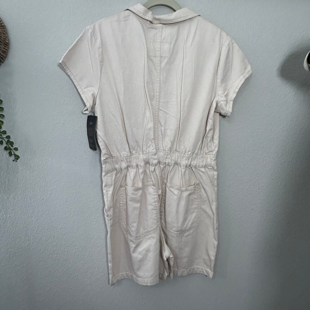 Lee Free People Bone White Short Sleeve Denim Romper Unionalls Large 12-14 Boho - Picture 6 of 6